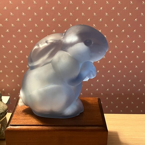 Vintage Paden City Glass Frosted Blue Rabbit Cotton Ball Holder 1930’s - Picture 3 of 10